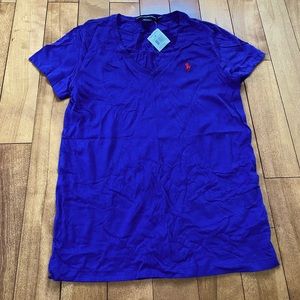 RALPH LAUREN | NEW Royal Blue 100% Cotton V Neck
